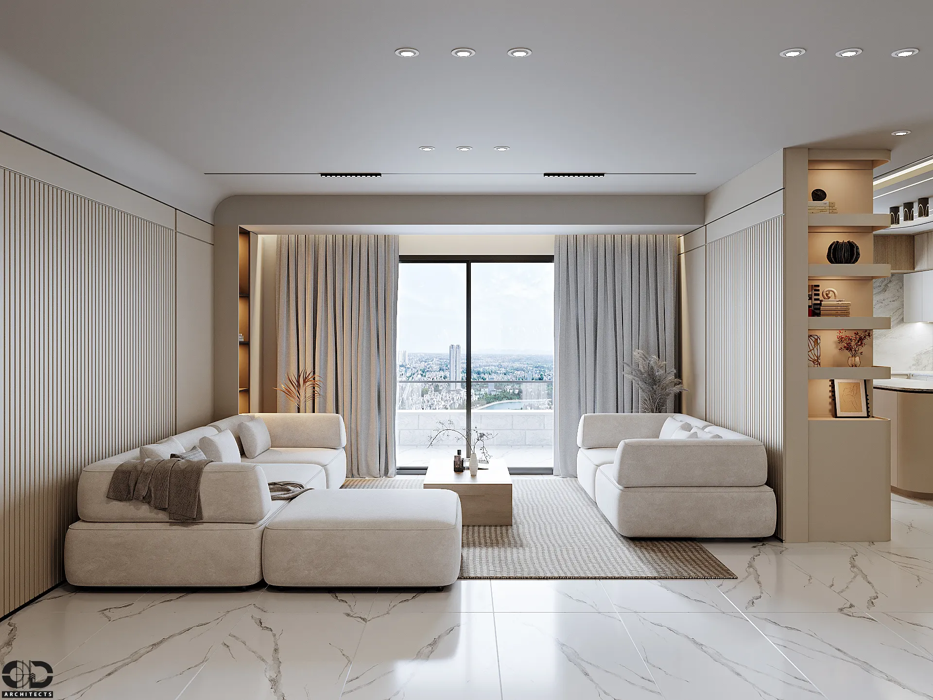 Living Room and Kitchen — interior visualization