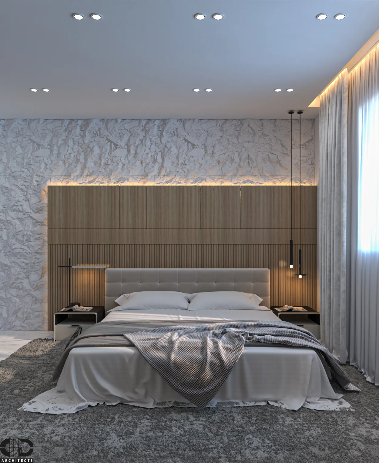 Contemporary Master Bedroom Suite with Walk-In Closet — interior visualization